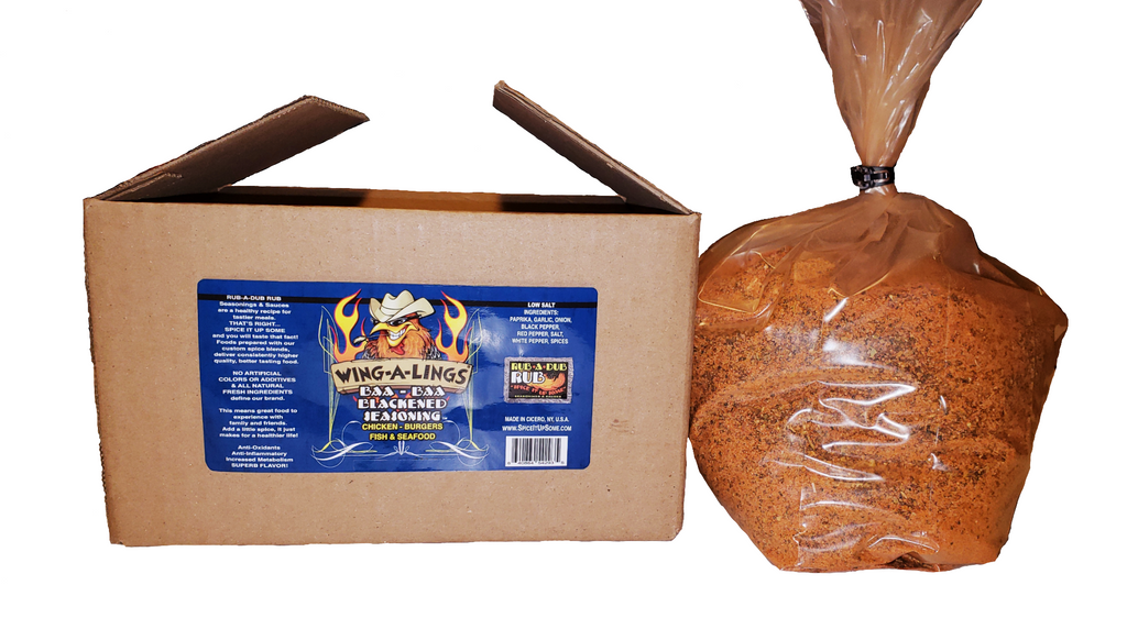 WING-A-LINGS Baa Baa Blackened Seasoning - 5LB Bulk Bag-In-A-Box